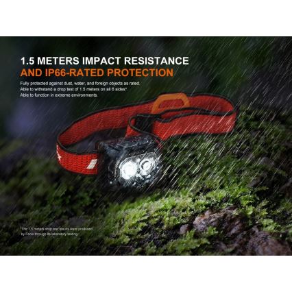Fenix HL18RTV20WHT - Lampe frontale à intensité variable rechargeable LED/USB IP66 800 brillant 160 h blanc/noir