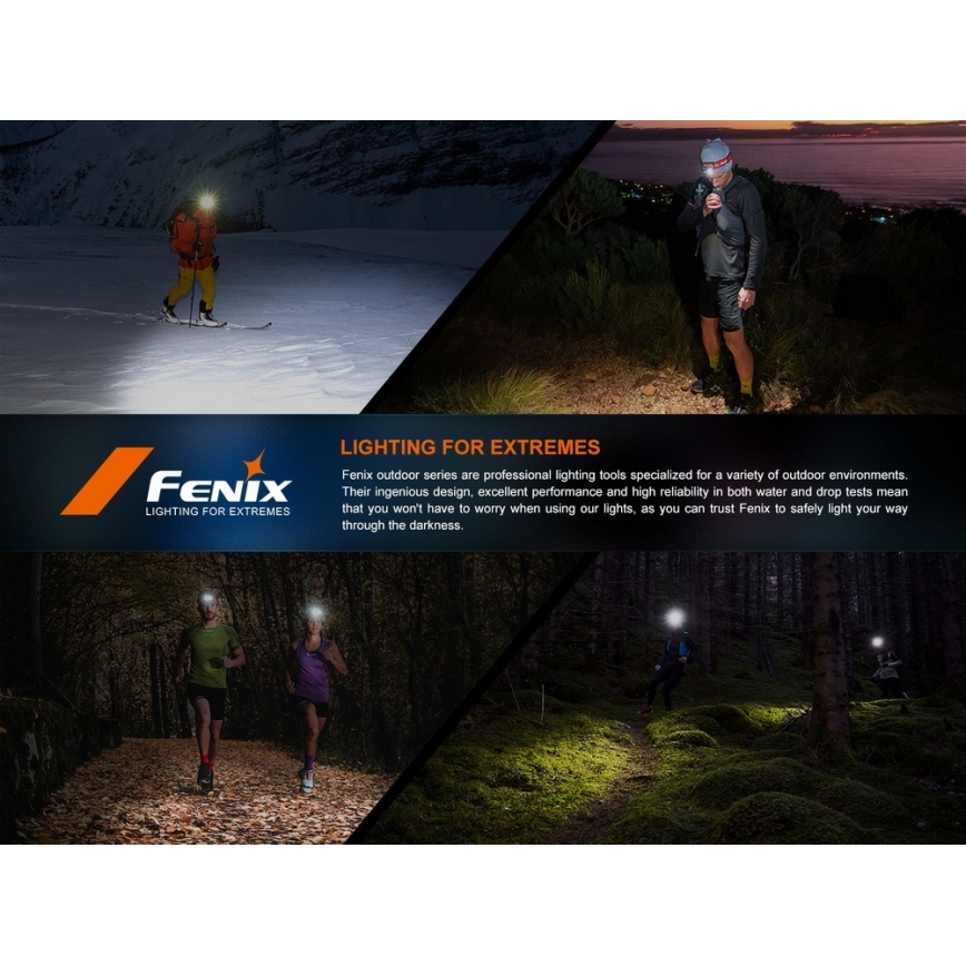 Fenix HL18RTV20WHT - Lampe frontale à intensité variable rechargeable LED/USB IP66 800 brillant 160 h blanc/noir