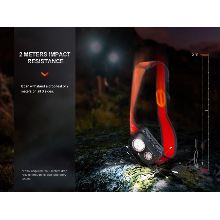 Fenix HL32RTBLCK - Lampe frontale rechargeable LED/USB/3xAAA IP66 800 brillant 300 h 1900 mAh noir/orange