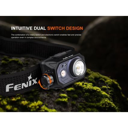 Fenix HL45R - Lampe frontale de focalisation à intensité variable rechargeable LED/USB IP66 1000 brillant 240 h noir