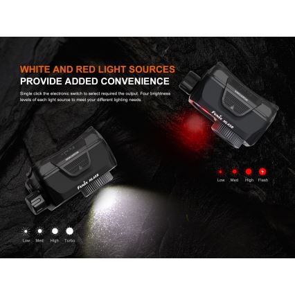 Fenix HL45R - Lampe frontale de focalisation à intensité variable rechargeable LED/USB IP66 1000 brillant 240 h noir