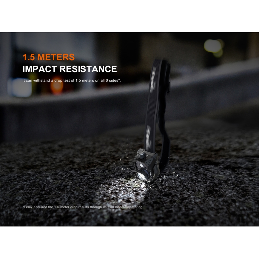 Fenix HL45R - Lampe frontale de focalisation à intensité variable rechargeable LED/USB IP66 1000 brillant 240 h noir