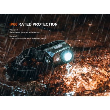 Fenix HL45R - Lampe frontale de focalisation à intensité variable rechargeable LED/USB IP66 1000 brillant 240 h noir