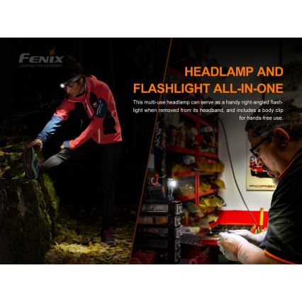 Fenix HM51RV30 - lampe frontale rechargeable à intensité variable LED/USB/1xCR123A 950 mAh IP68 860 lm 125 h orange