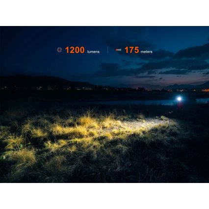 Fenix HM55RABL - Lampe frontale LED rechargeable à intensité réglable, LED/USB/1xCR123A, 1600 mAh, IP68, 1200 lm, 141,2 h, noire