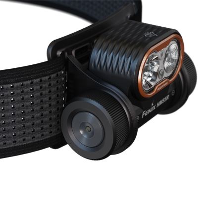 Fenix HM55RABL - Lampe frontale LED rechargeable à intensité réglable, LED/USB/1xCR123A, 1600 mAh, IP68, 1200 lm, 141,2 h, noire