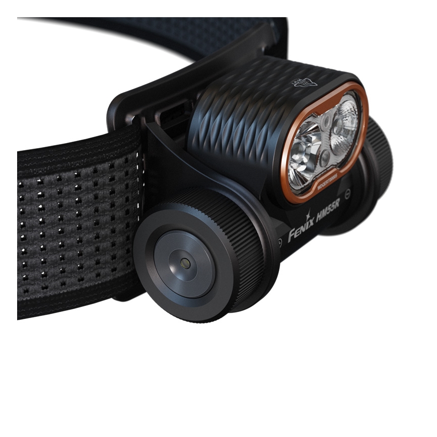 Fenix HM55RABL - Lampe frontale LED rechargeable à intensité réglable, LED/USB/1xCR123A, 1600 mAh, IP68, 1200 lm, 141,2 h, noire