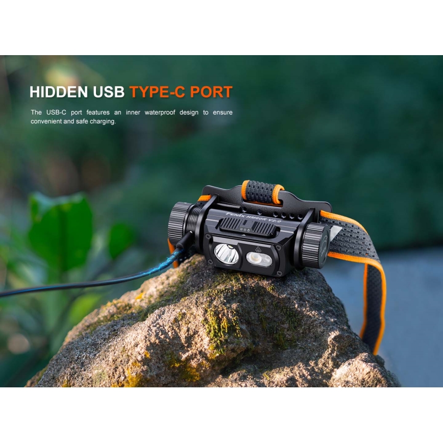 Fenix HM60RV20 - Lampe frontale LED rechargeable à intensité réglable LED/USB 4000 mAh IP68 1600 lm 292 h orange