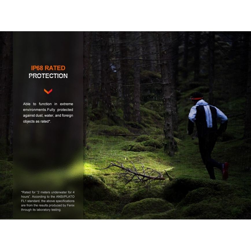 Fenix HM62TMGM - Lampe frontale rechargeable à intensité variable LED/USB IP68 1200 brillant 280 h 3400 mAh