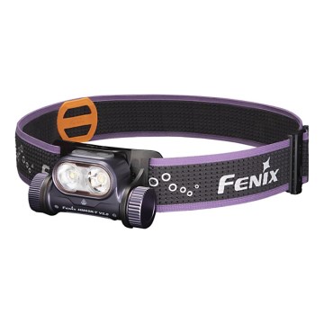 Fenix HM65RTV20PRP - Lampe frontale à intensité variable rechargeable LED/USB IP68 1600 lm 300h noir/violet