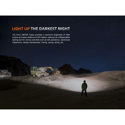 Fenix HM75RTOPAZ - Lampe frontale à intensité variable rechargeable LED/USB IP68 1600 lm 210 h