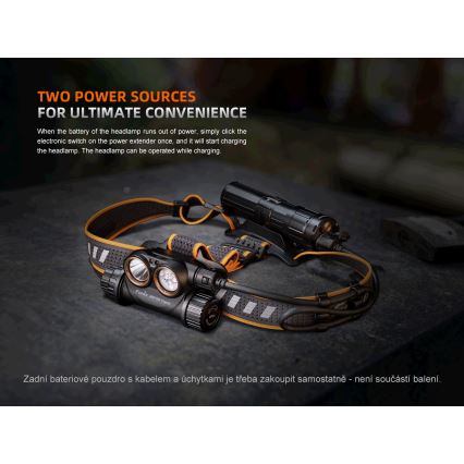 Fenix HM75RTOPAZ - Lampe frontale à intensité variable rechargeable LED/USB IP68 1600 lm 210 h