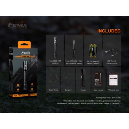 Fenix LD22V20 - Lampe torche rechargeable LED/USB IP66 800 lm 220 hrs