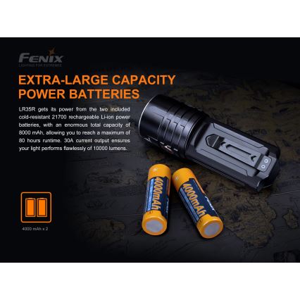 Fenix LR35R - Lampe torche rechargeable  6xLED/2x21700 4000 mAh IP68 10000 lm 80 hrs