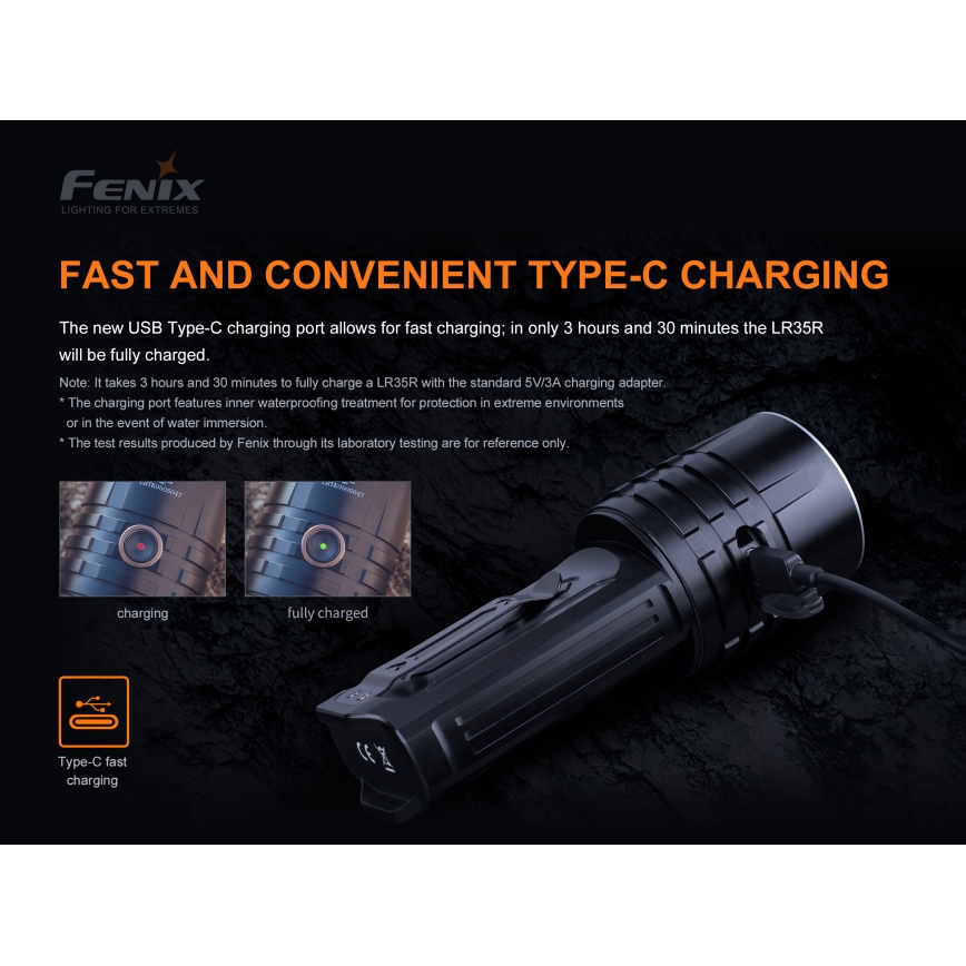Fenix LR35R - Lampe torche rechargeable  6xLED/2x21700 4000 mAh IP68 10000 lm 80 hrs