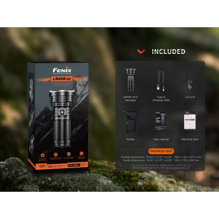 Fenix LR40RV20 - Lampe torche rechargeable LED/USB IP68 15000 brillant 177 h 5000 mAh