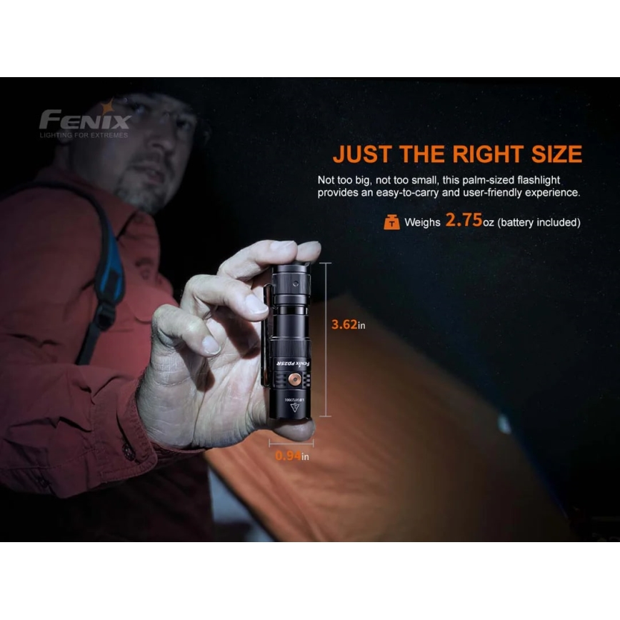 Fenix PD25R - Lampe torche rechargeable LED/USB/1xCR123A IP68 800 lm 70 h 700 mAh