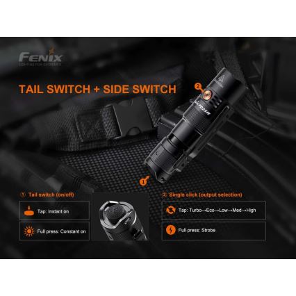 Fenix PD25R - Lampe torche rechargeable LED/USB/1xCR123A IP68 800 lm 70 h 700 mAh