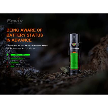 Fenix PD25R - Lampe torche rechargeable LED/USB/1xCR123A IP68 800 lm 70 h 700 mAh