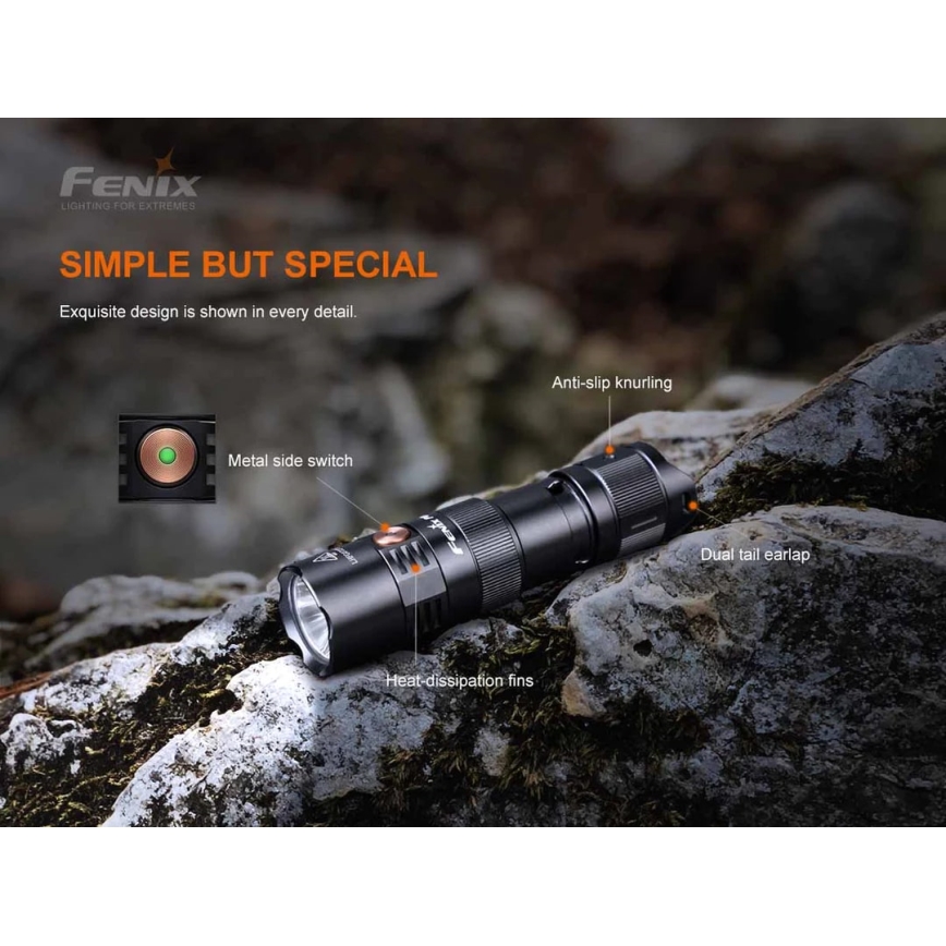 Fenix PD25R - Lampe torche rechargeable LED/USB/1xCR123A IP68 800 lm 70 h 700 mAh