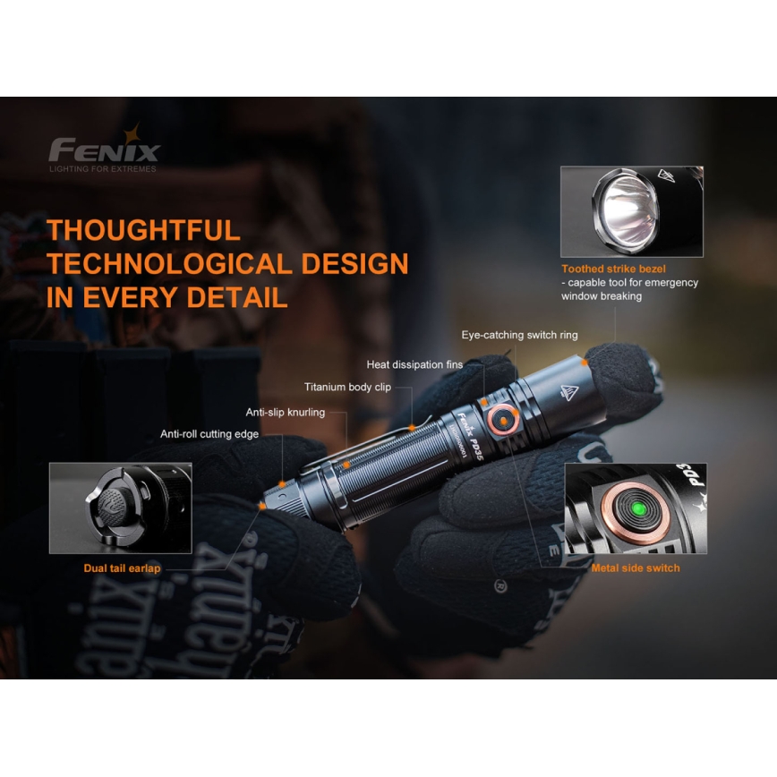 Fenix PD35V30 - Lampe de poche rechargeable LED/USB/2xCR123A IP68 1700 lm 230 h 2600 mAh