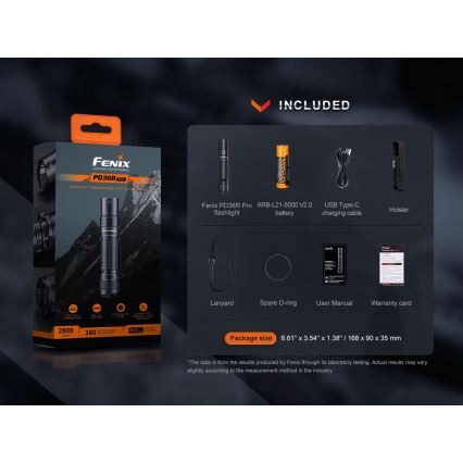 Fenix PD36RPRO - Lampe torche tactique rechargeable LED/USB IP68 2800 lm 42 h