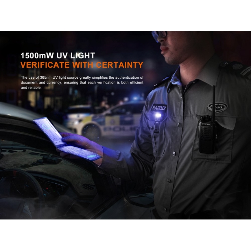 Fenix SW05RUVBLC - Lampe torche à intensité variable rechargeable LED/USB IPX6 150 lm 49 h 700 mAh noir