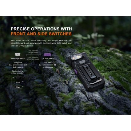 Fenix SW05RUVBLC - Lampe torche à intensité variable rechargeable LED/USB IPX6 150 lm 49 h 700 mAh noir