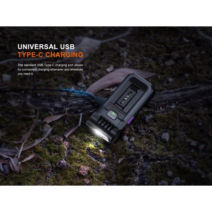 Fenix SW05RUVBLC - Lampe torche à intensité variable rechargeable LED/USB IPX6 150 lm 49 h 700 mAh noir