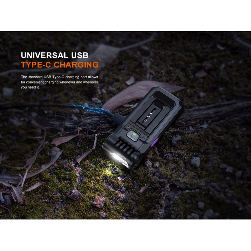Fenix SW05RUVBLC - Lampe torche à intensité variable rechargeable LED/USB IPX6 150 lm 49 h 700 mAh noir