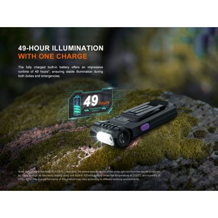 Fenix SW05RUVBLC - Lampe torche à intensité variable rechargeable LED/USB IPX6 150 lm 49 h 700 mAh noir