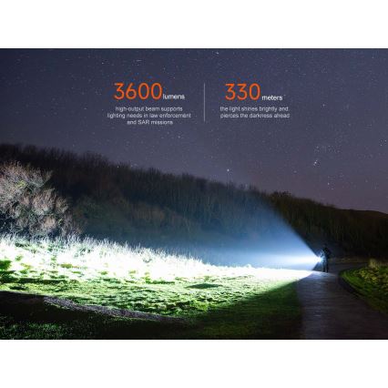 Fenix TK17BLK - Lampe torche LED rechargeable à intensité variable LED/USB 6000 mAh IP68 3600 lm 60 h noire