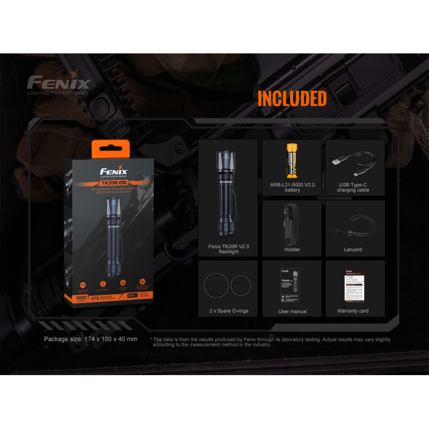 Fenix TK20RV20 - Lampe torche tactique rechargeable LED/USB IP68