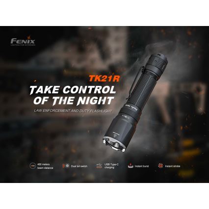 Fenix TK21RBLK - Lampe torche LED rechargeable à intensité réglable LED/USB 6000 mAh IP68 3600 lm 72,5 h noire