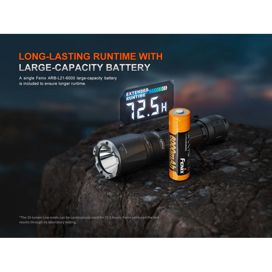 Fenix TK21RBLK - Lampe torche LED rechargeable à intensité réglable LED/USB 6000 mAh IP68 3600 lm 72,5 h noire
