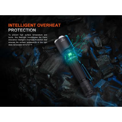 Fenix TK21RBLK - Lampe torche LED rechargeable à intensité réglable LED/USB 6000 mAh IP68 3600 lm 72,5 h noire