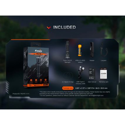 Fenix TK21RBLK - Lampe torche LED rechargeable à intensité réglable LED/USB 6000 mAh IP68 3600 lm 72,5 h noire
