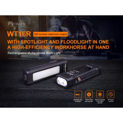 Fenix WT16R - Lampe torche rechargeable 2xLED/USB IP66 300 lm 30 hrs