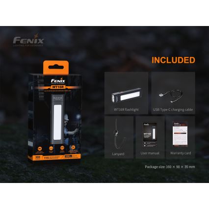 Fenix WT16R - Lampe torche rechargeable 2xLED/USB IP66 300 lm 30 hrs