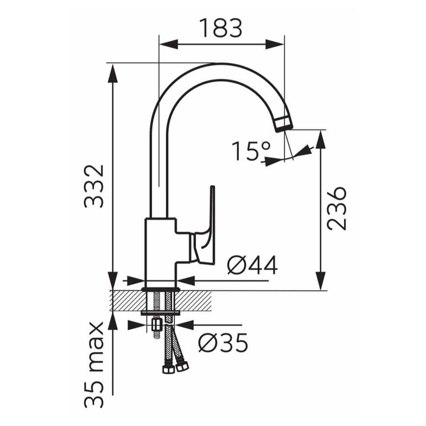 FERRO - Mitigeur d'évier ALGEO SQUARE chrome brillant