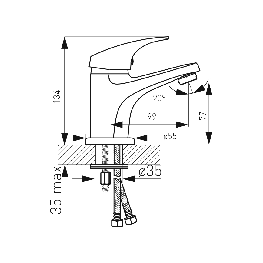 FERRO - Mitigeur pour lavabo + bonde ONE, chrome brillant