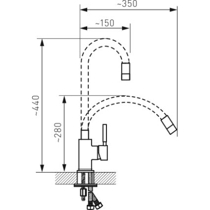 FERRO - Robinet d'évier avec bras flexible acier inoxydable/blanc