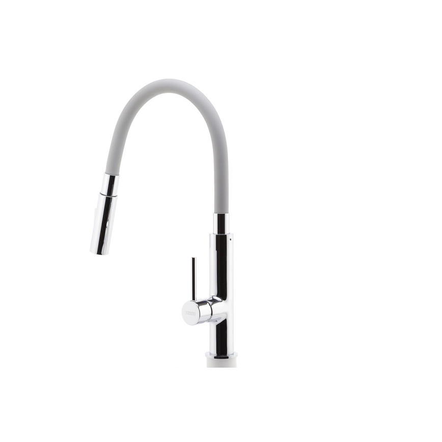 FERRO - Robinet d'évier avec bras flexible chrome brillant/gris