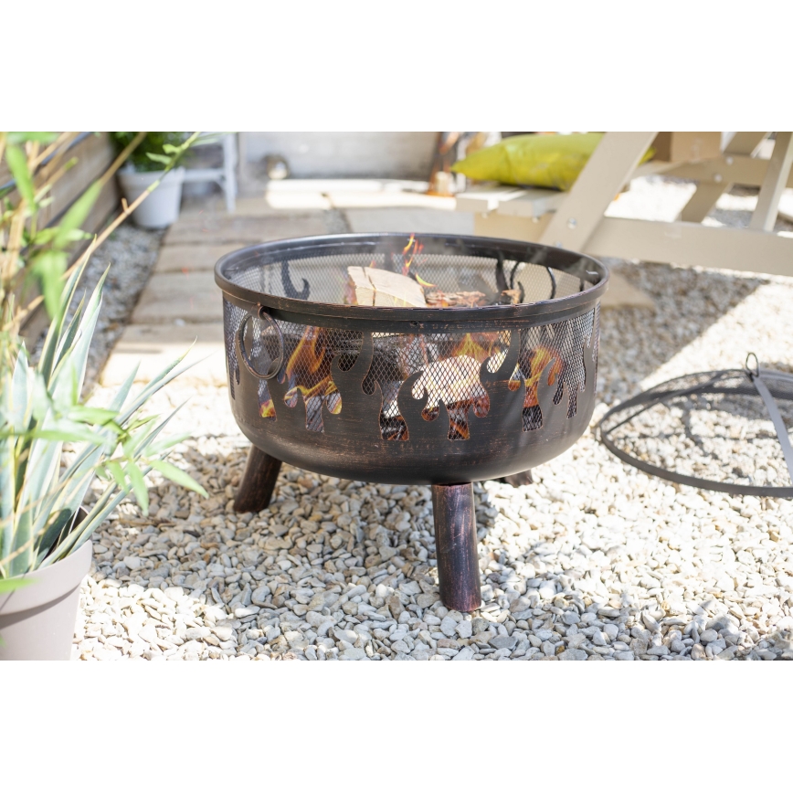 Feu de camp portatif au bois avec grille WILDFIRE d. 61 cm