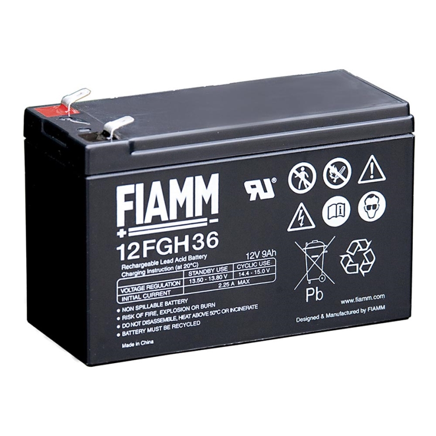 Fiamm 12FGH36 - Batterie au plomb 12V/9Ah/faston 6,3mm