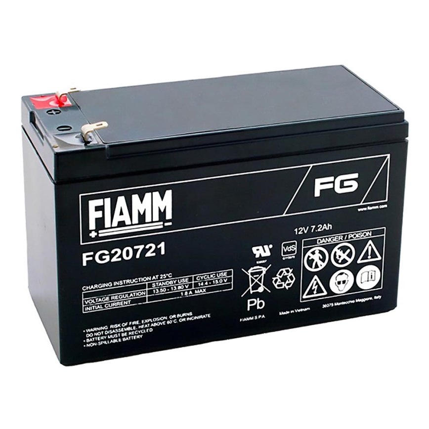 Fiamm FG20721 - Batterie au plomb 12V/7,2Ah/faston 4,7mm