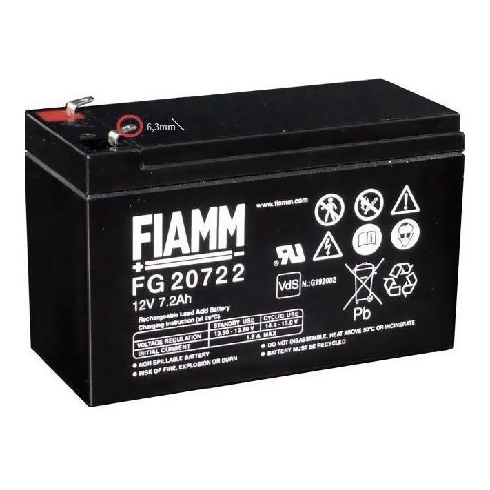 Fiamm FG20722 - Batterie au plomb 12V/7,2Ah/faston 6,3mm