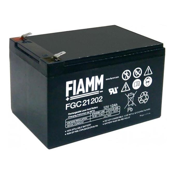 Fiamm FGC21202 - Batterie cyclique au plomb 12V/12Ah/faston 6,3mm