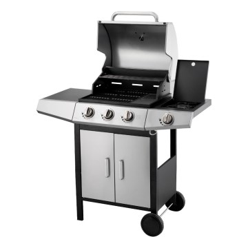 Fieldmann - Gril à gaz 4x brûleur chrome mat/noir