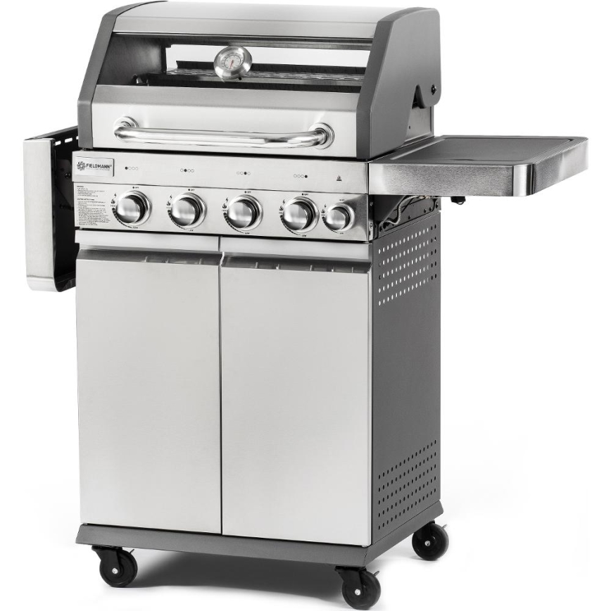 Fieldmann - Gril à gaz 5 brûleurs, finition chrome mat